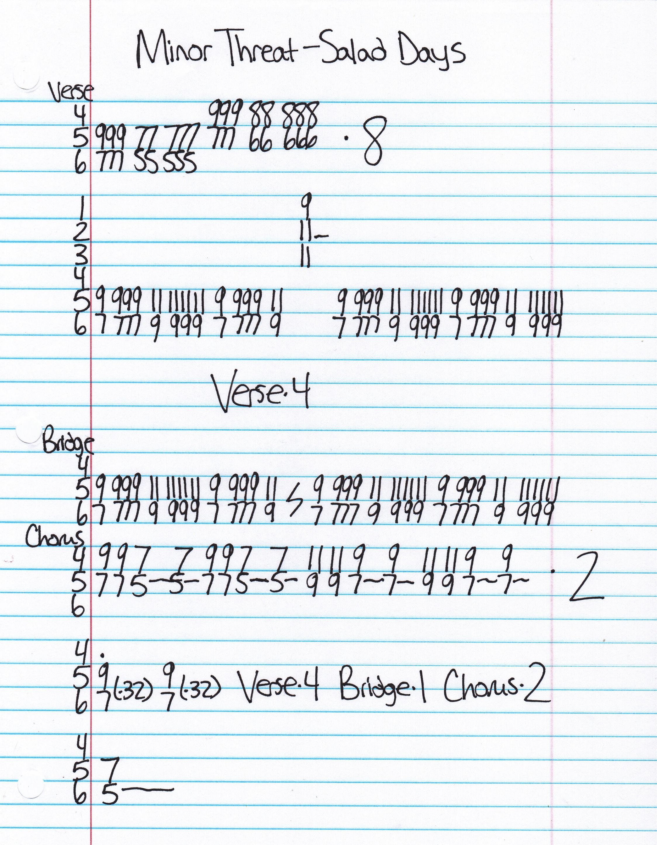 Minor Threat - Salad Days Guitar Tab